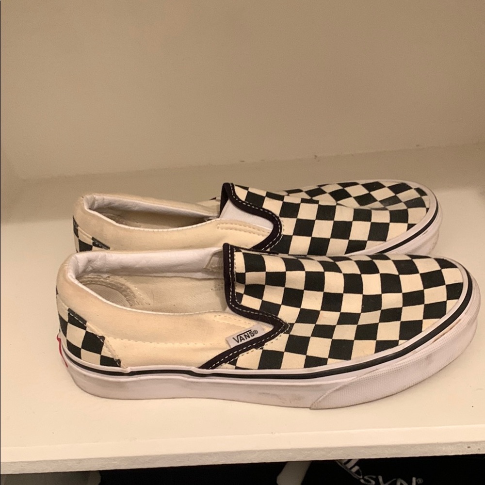 Vans Black and White Checkerboard Slip-On Sneakers - Picture 2 of 8